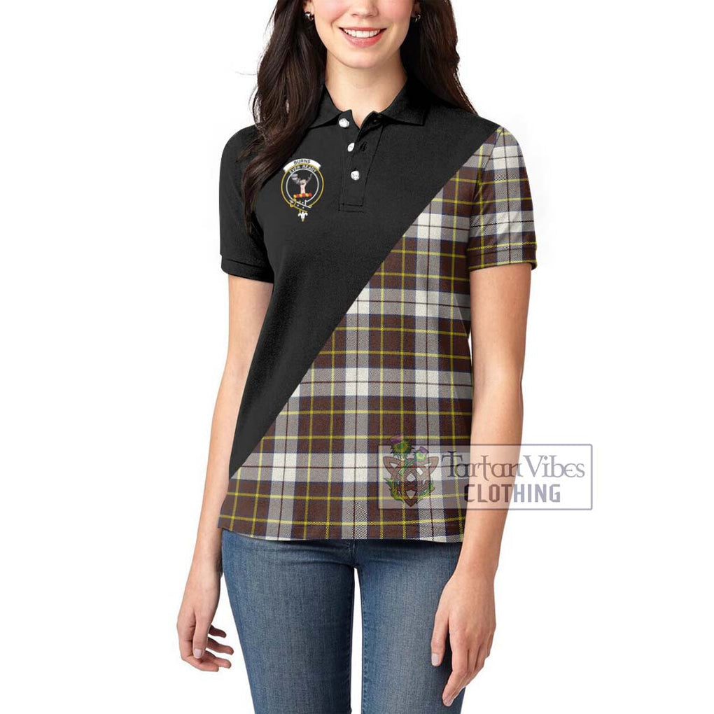 Burns Battalion Weathered Tartan Women's Polo Shirt with Family Crest and Military Logo Style - Tartanvibesclothing Shop