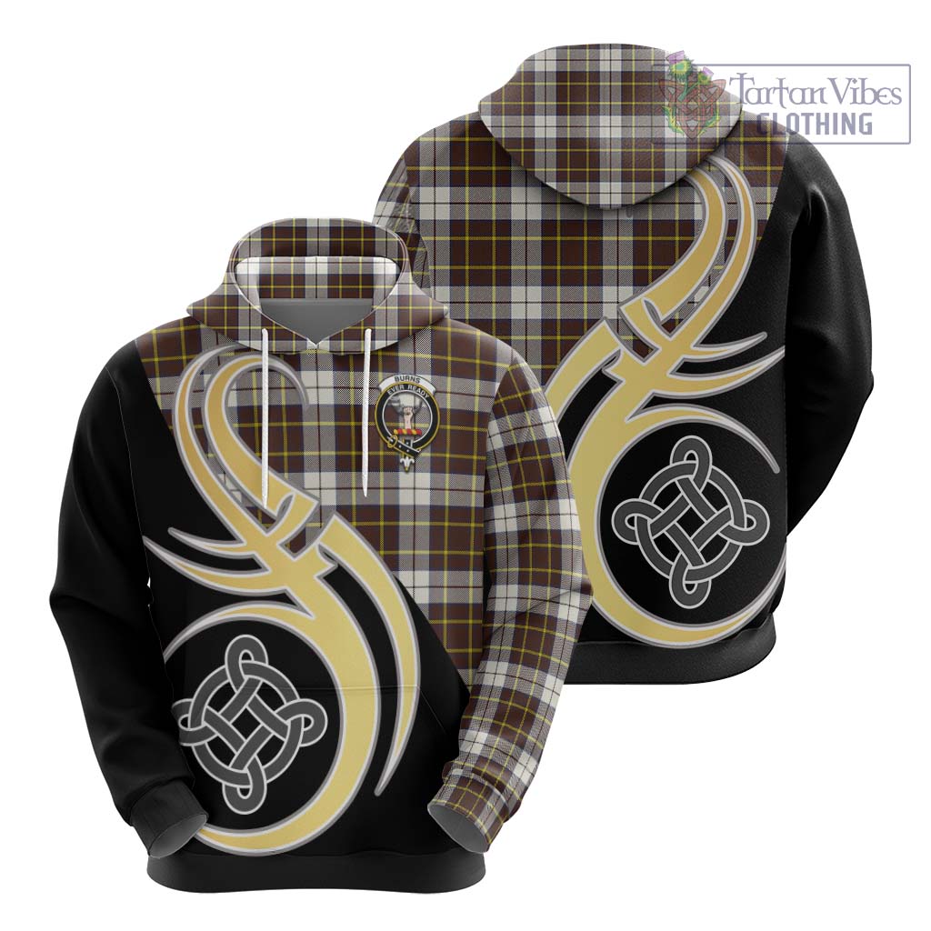 Burns Battalion Weathered Tartan Hoodie with Family Crest and Celtic Symbol Style - Tartan Vibes Clothing