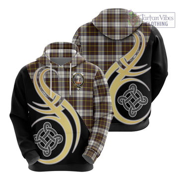 Burns Battalion Weathered Tartan Hoodie with Family Crest and Celtic Symbol Style