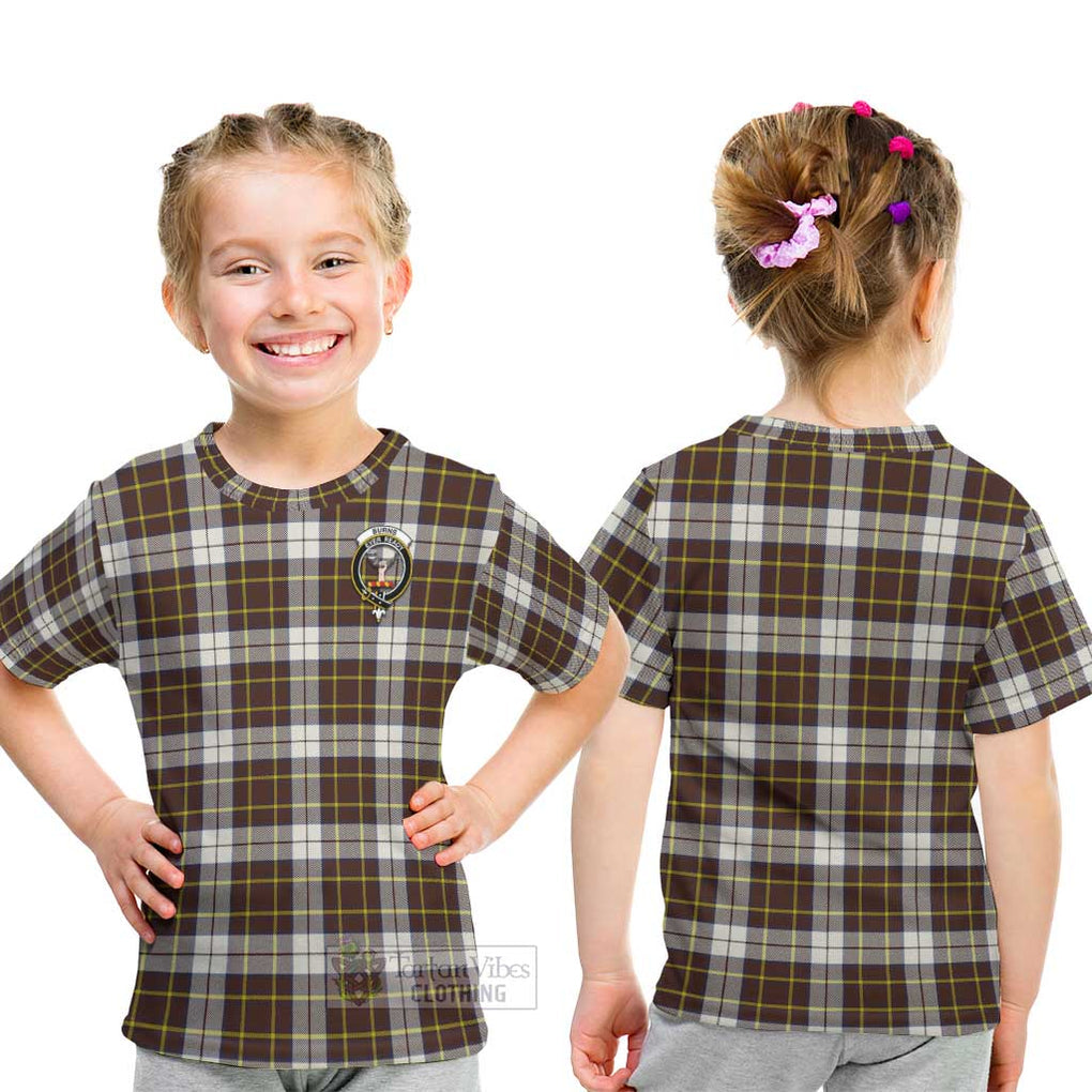 Burns Battalion Weathered Tartan Kid T-Shirt with Family Crest - Tartanvibesclothing Shop