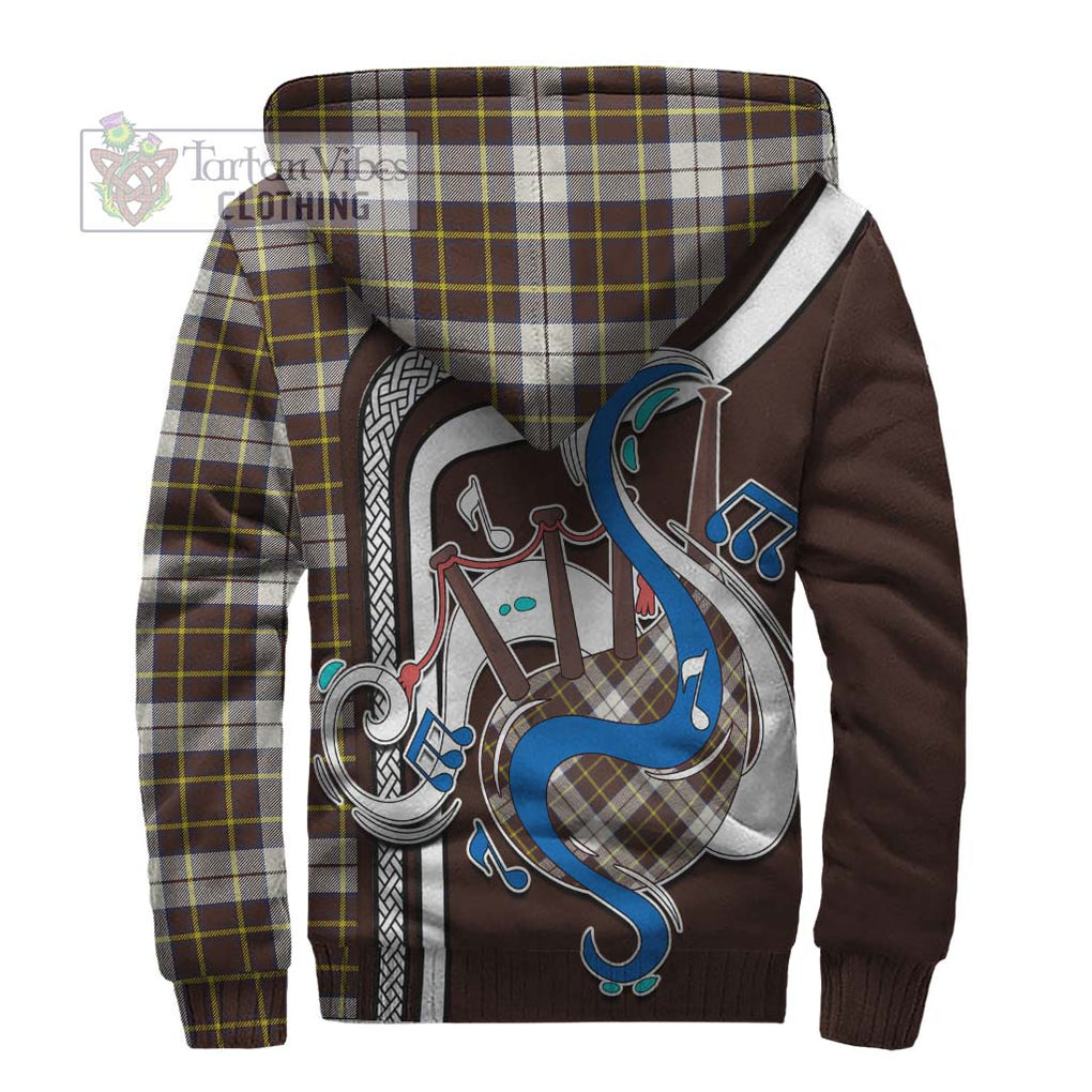 Burns Battalion Weathered Tartan Sherpa Hoodie with Epic Bagpipe Style - Tartanvibesclothing Shop