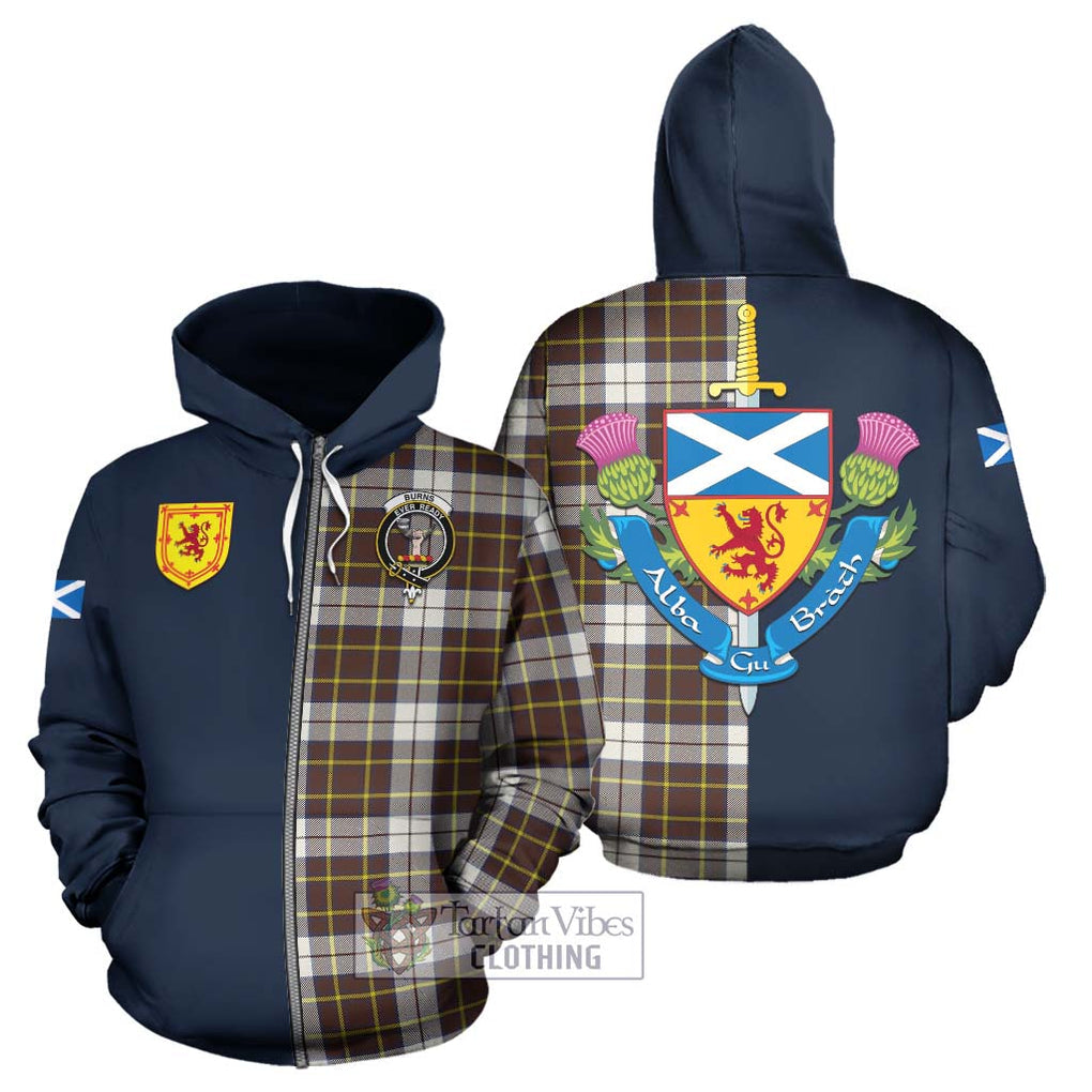 Tartan Vibes Clothing Burns Battalion Weathered Tartan Hoodie with Scottish Lion Royal Arm Half Style