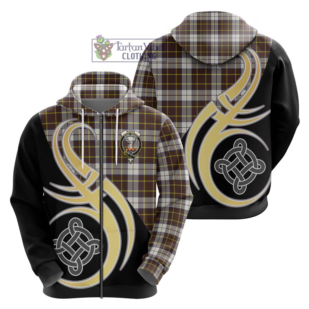 Burns Battalion Weathered Tartan Hoodie with Family Crest and Celtic Symbol Style - Tartan Vibes Clothing