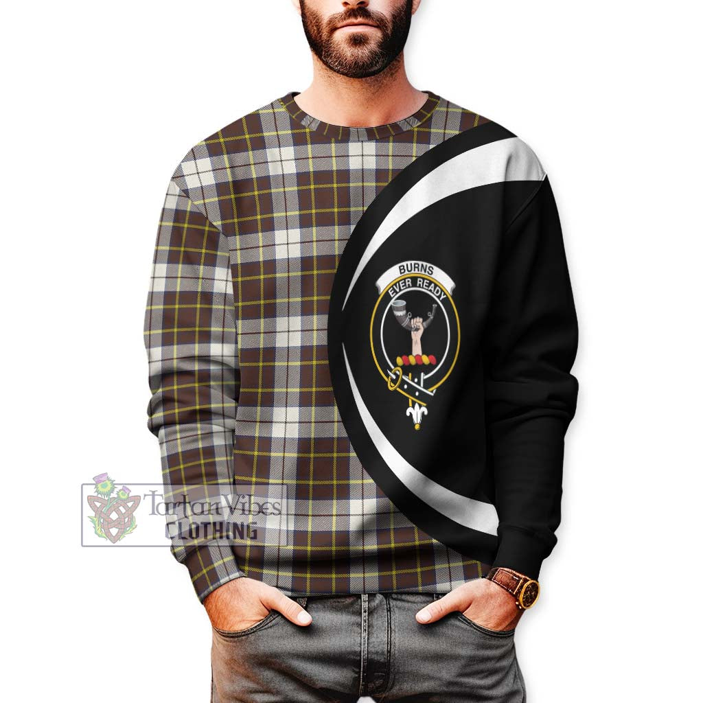 Burns Battalion Weathered Tartan Sweatshirt with Family Crest Circle Style - Tartan Vibes Clothing