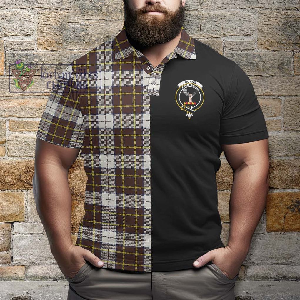 Burns Battalion Weathered Tartan Polo Shirt with Family Crest and Half Of Me Style - Tartanvibesclothing Shop