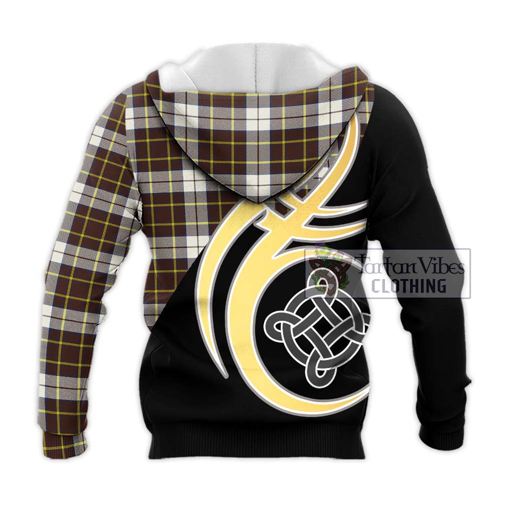 Burns Battalion Weathered Tartan Knitted Hoodie with Family Crest and Celtic Symbol Style - Tartan Vibes Clothing