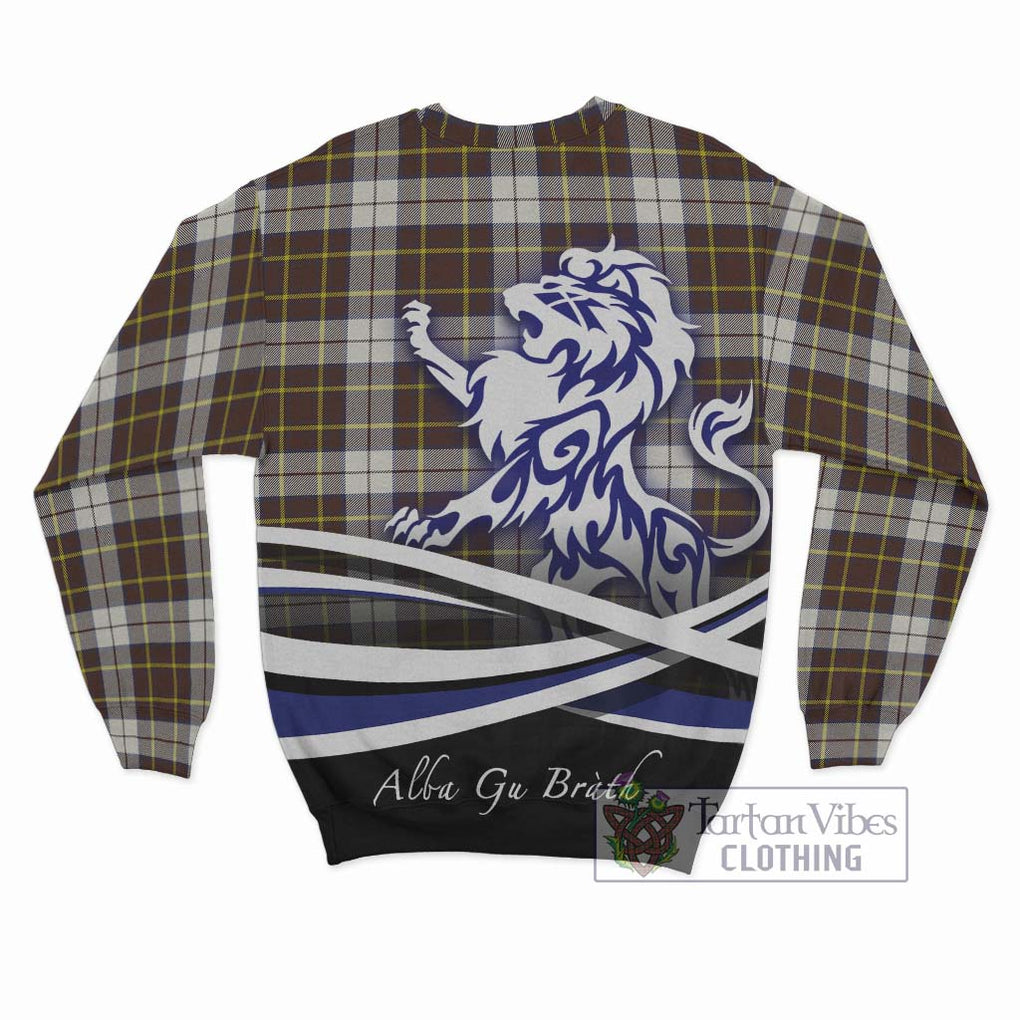 Burns Battalion Weathered Tartan Sweatshirt with Alba Gu Brath Regal Lion Emblem - Tartanvibesclothing Shop