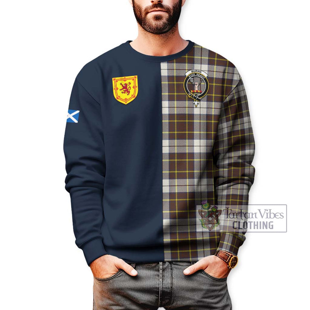 Tartan Vibes Clothing Burns Battalion Weathered Tartan Sweatshirt with Scottish Lion Royal Arm Half Style