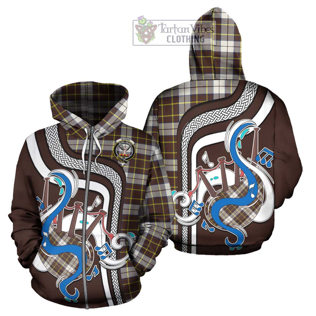 Burns Battalion Weathered Tartan Hoodie with Epic Bagpipe Style - Tartanvibesclothing Shop