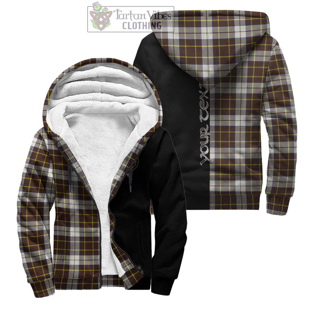 Burns Battalion Weathered Tartan Sherpa Hoodie with Family Crest and Half Of Me Style Unisex - Tartanvibesclothing Shop