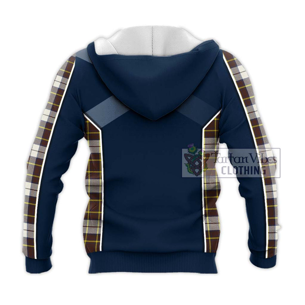 Burns Battalion Weathered Tartan Knitted Hoodie with Family Crest and Lion Rampant Vibes Sport Style - Tartan Vibes Clothing