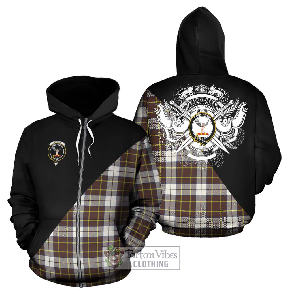 Burns Battalion Weathered Tartan Hoodie with Family Crest and Military Logo Style - Tartanvibesclothing Shop