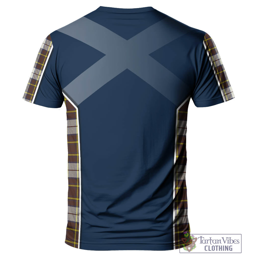 Tartan Vibes Clothing Burns Battalion Weathered Tartan T-Shirt with Family Crest and Scottish Thistle Vibes Sport Style