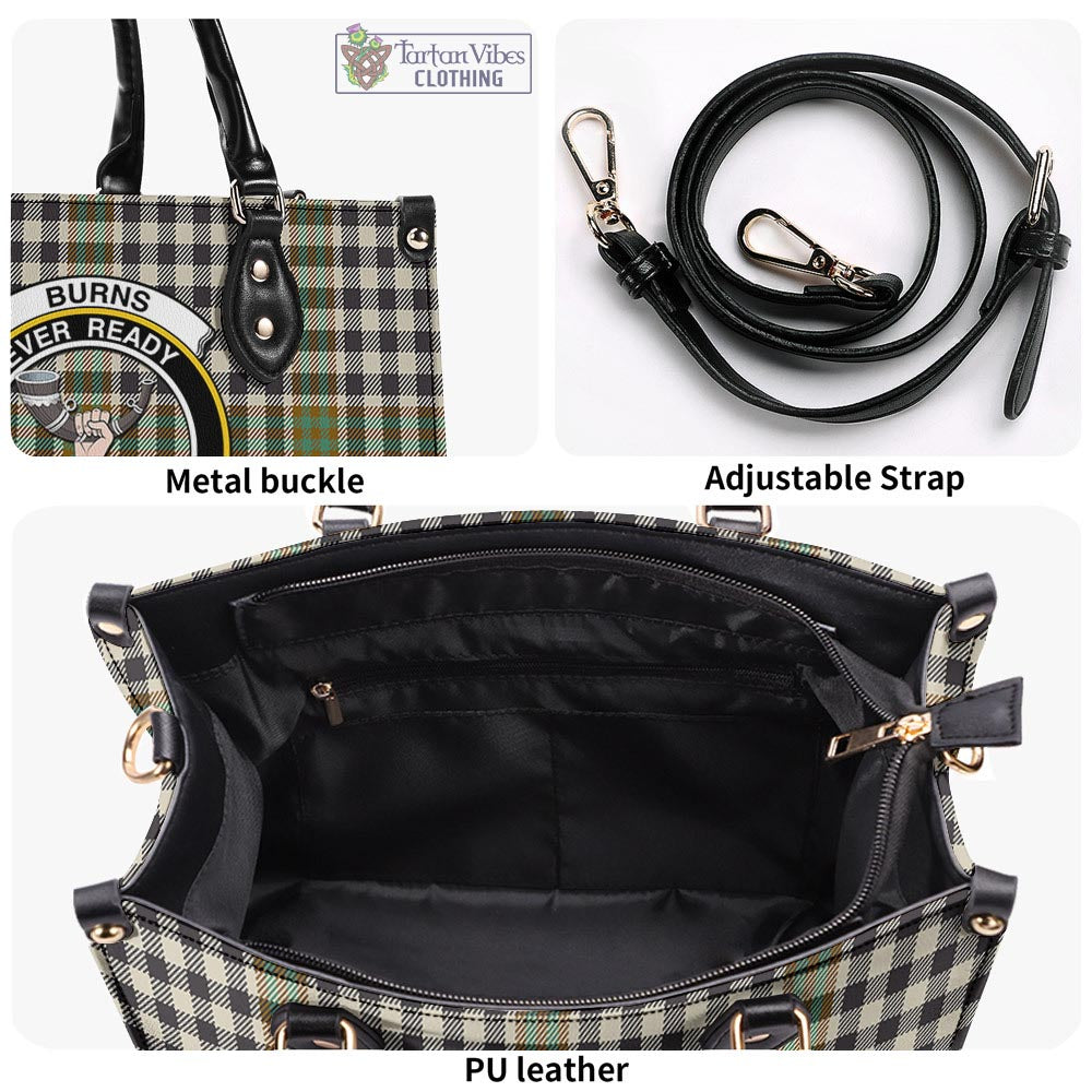 Tartan Vibes Clothing Burns Check Tartan Luxury Leather Handbags with Family Crest