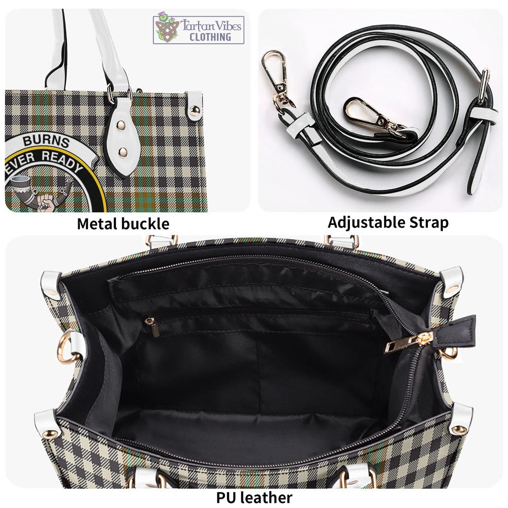 Tartan Vibes Clothing Burns Check Tartan Luxury Leather Handbags with Family Crest