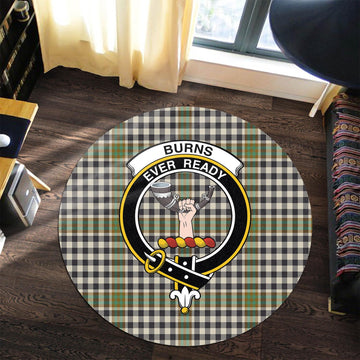 Burns Check Tartan Round Rug with Family Crest