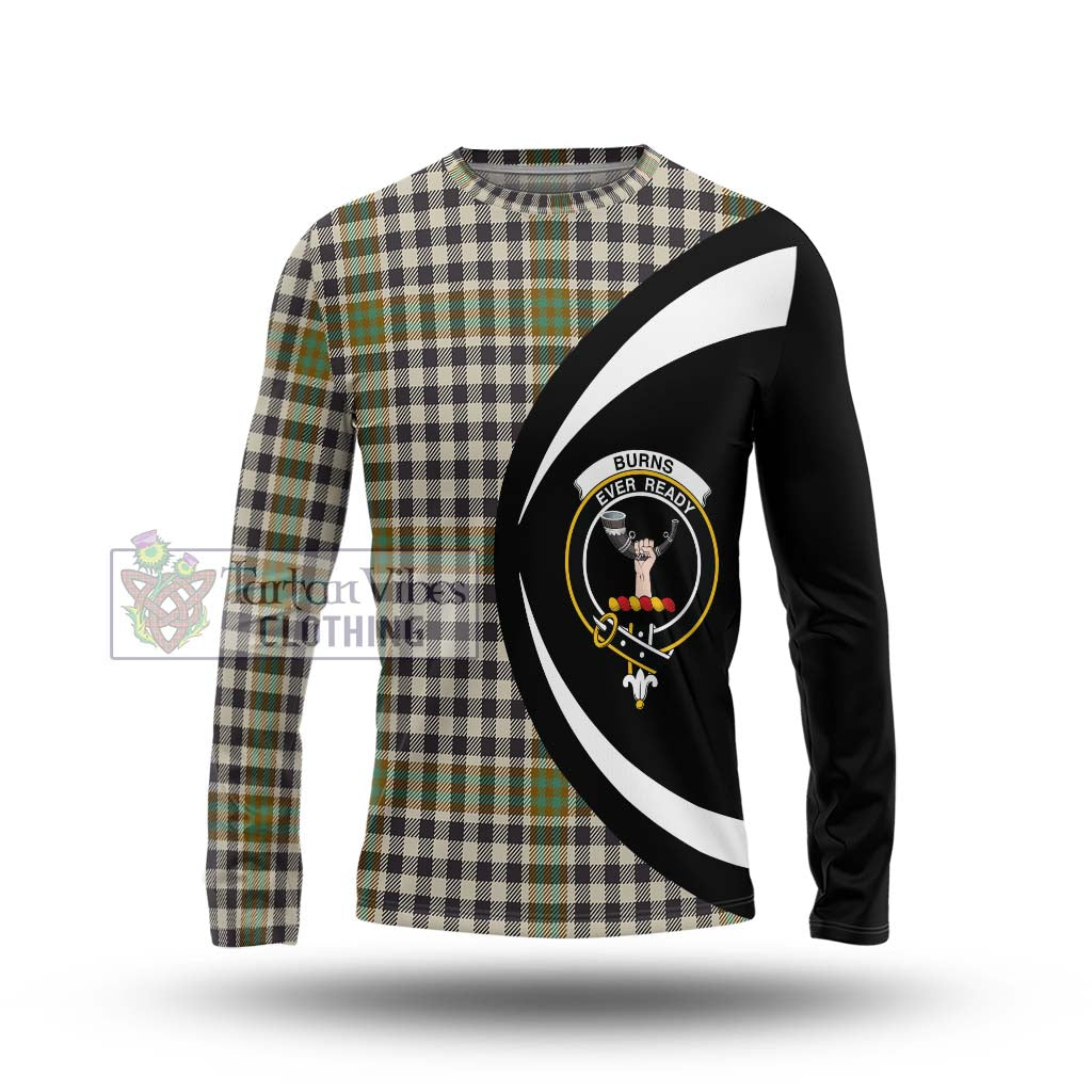 Burns Check Tartan Long Sleeve T-Shirt with Family Crest Circle Style Unisex - Tartan Vibes Clothing