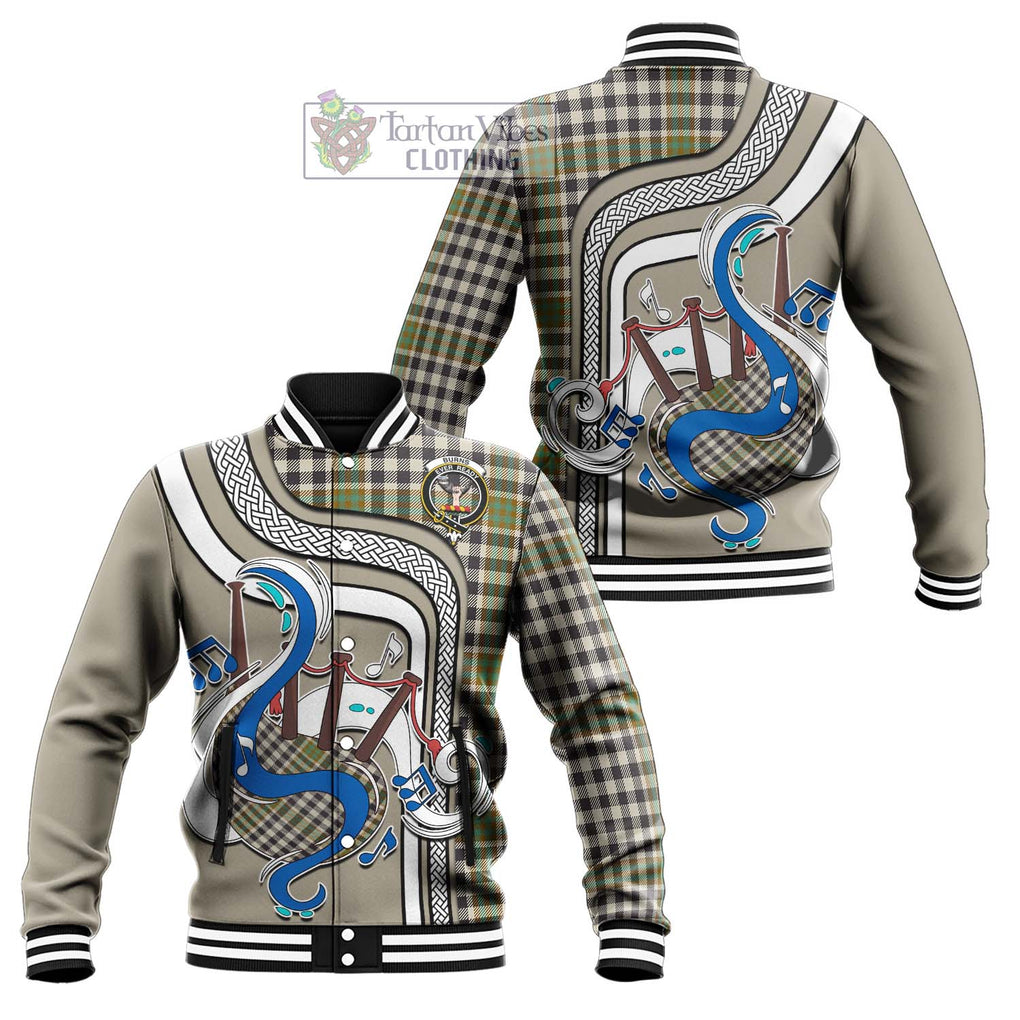 Tartan Vibes Clothing Burns Check Tartan Baseball Jacket with Epic Bagpipe Style