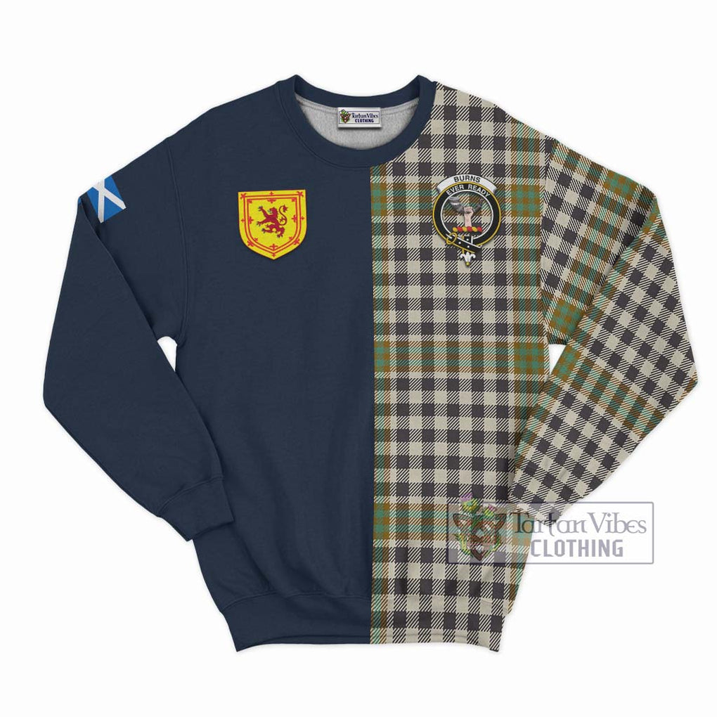 Tartan Vibes Clothing Burns Check Tartan Sweatshirt with Scottish Lion Royal Arm Half Style