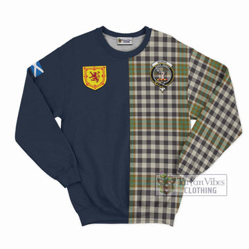 Burns Check Tartan Sweatshirt Alba with Scottish Lion Royal Arm Half Style