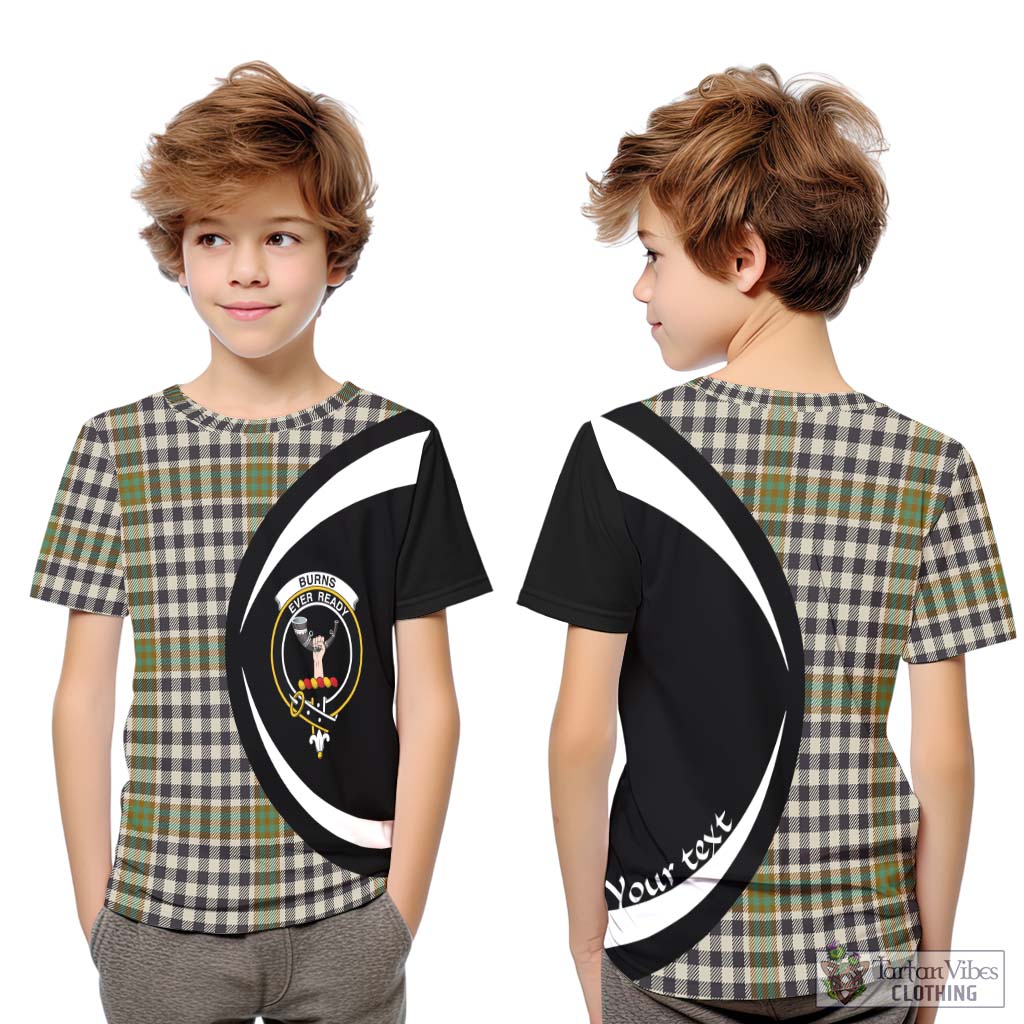 Tartan Vibes Clothing Burns Check Tartan Kid T-Shirt with Family Crest Circle Style