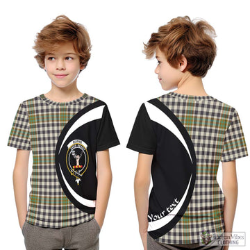 Burns Check Tartan Kid T-Shirt with Family Crest Circle Style