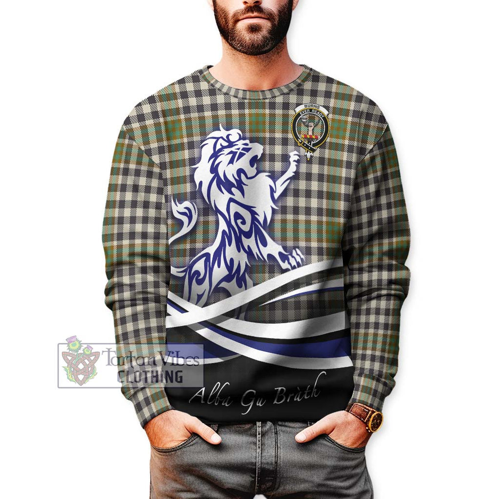 Burns Check Tartan Sweatshirt with Alba Gu Brath Regal Lion Emblem Unisex - Tartanvibesclothing Shop