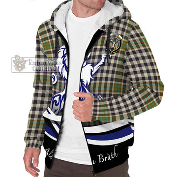 Burns Check Tartan Sherpa Hoodie with Alba Gu Brath Regal Lion Emblem