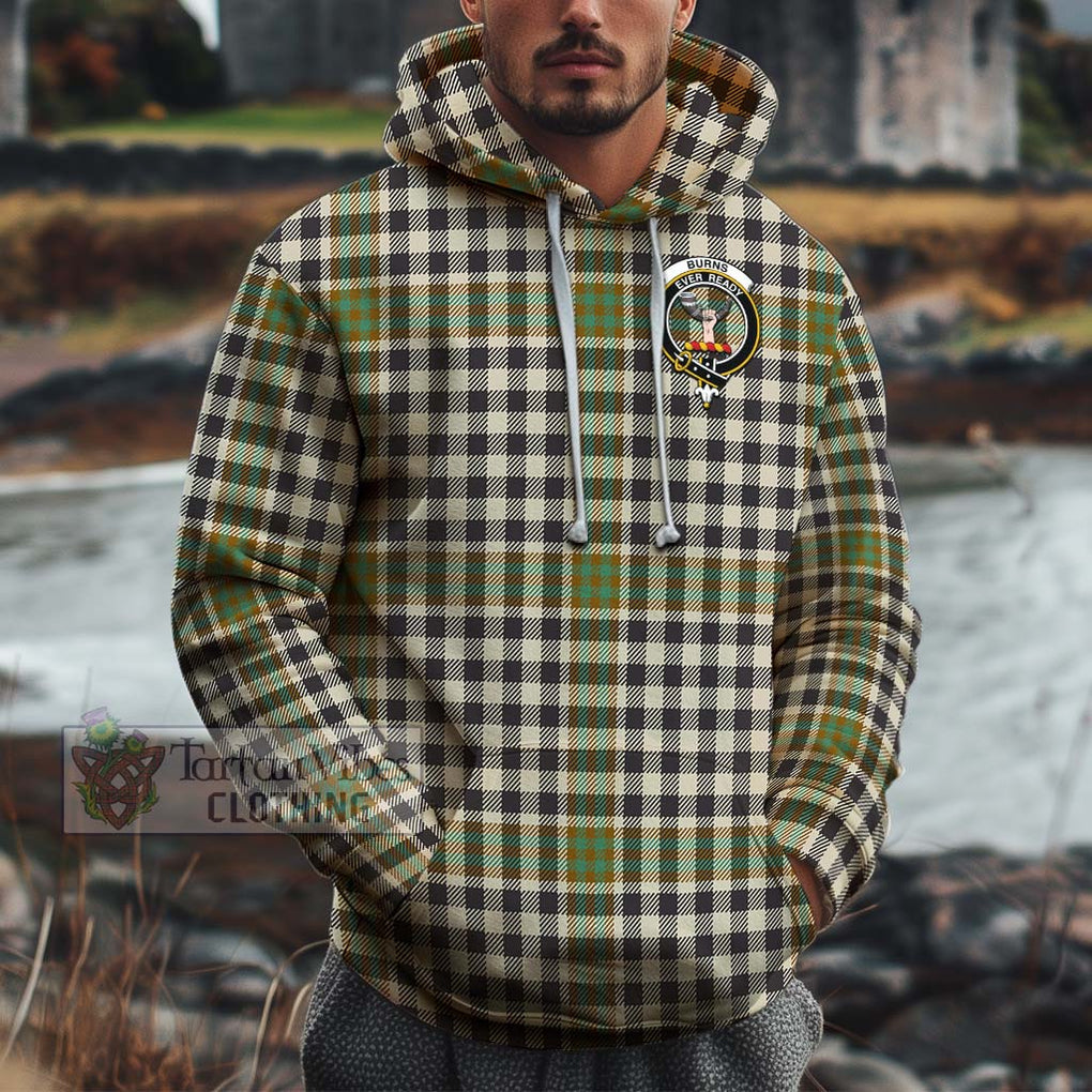 Burns Check Tartan Cotton Hoodie with Family Crest Pullover Hoodie XS - Tartan Vibes Clothing