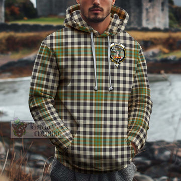 Burns Check Tartan Cotton Hoodie with Family Crest