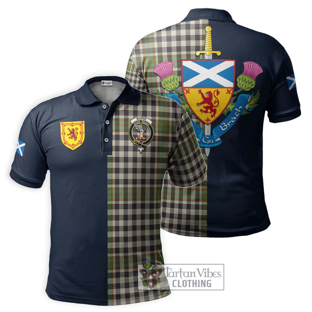 Tartan Vibes Clothing Burns Check Tartan Polo Shirt with Scottish Lion Royal Arm Half Style