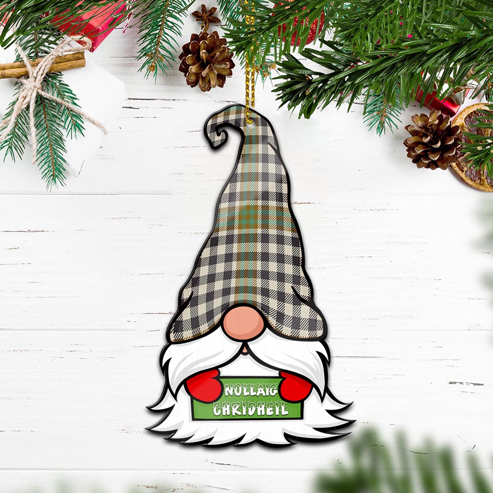 Burns Check Gnome Christmas Ornament with His Tartan Christmas Hat Wood Ornament - Tartanvibesclothing