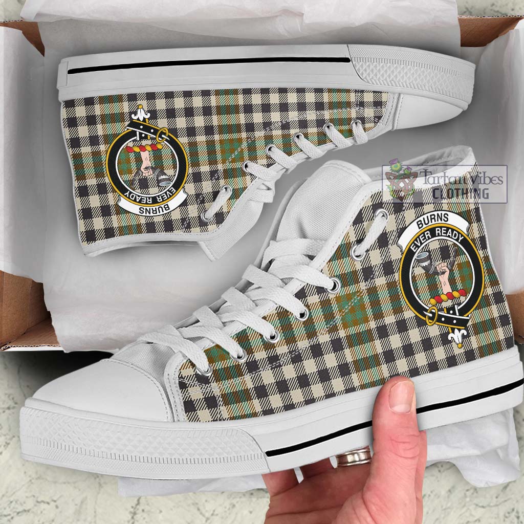 Tartan Vibes Clothing Burns Check Tartan High Top Shoes with Family Crest