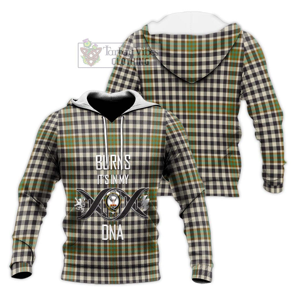 Burns Check Tartan Knitted Hoodie with Family Crest DNA In Me Style Unisex Knitted Pullover Hoodie - Tartanvibesclothing Shop