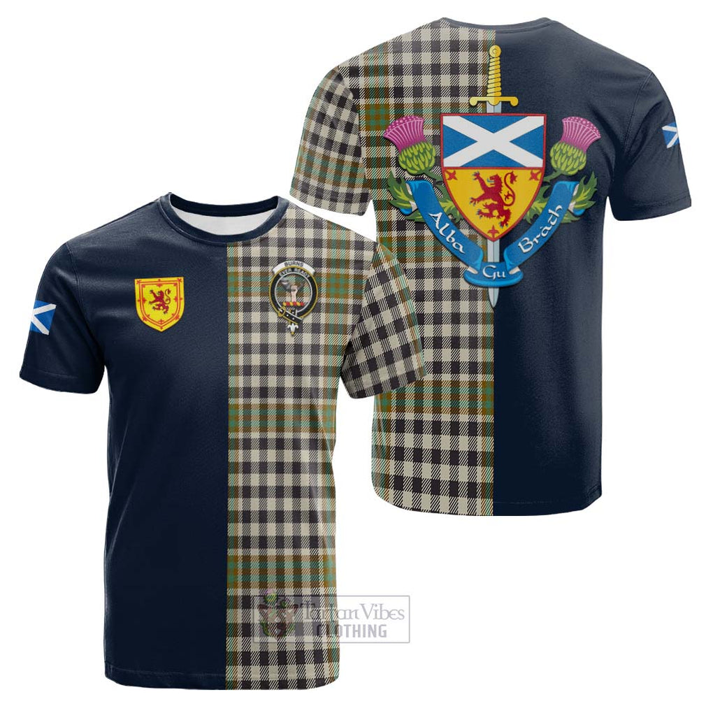 Tartan Vibes Clothing Burns Check Tartan Cotton T-shirt with Scottish Lion Royal Arm Half Style