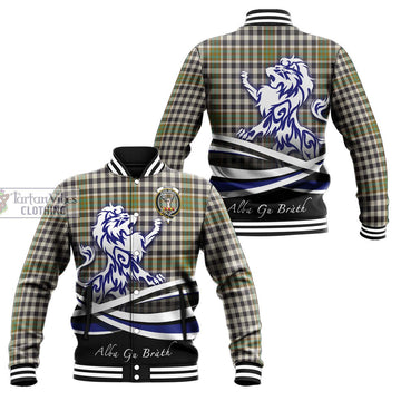 Burns Check Tartan Baseball Jacket with Alba Gu Brath Regal Lion Emblem