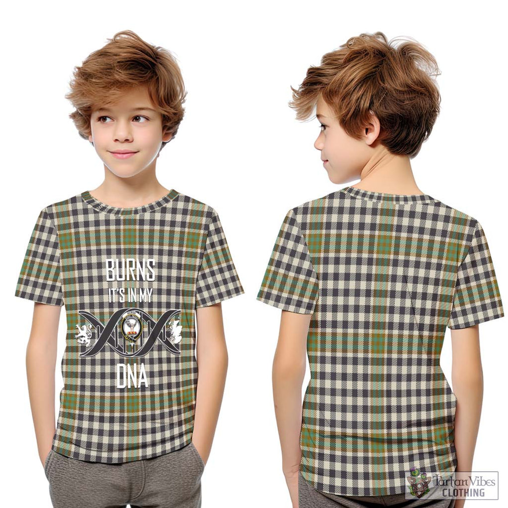 Burns Check Tartan Kid T-Shirt with Family Crest DNA In Me Style Youth XL Size14 - Tartanvibesclothing Shop