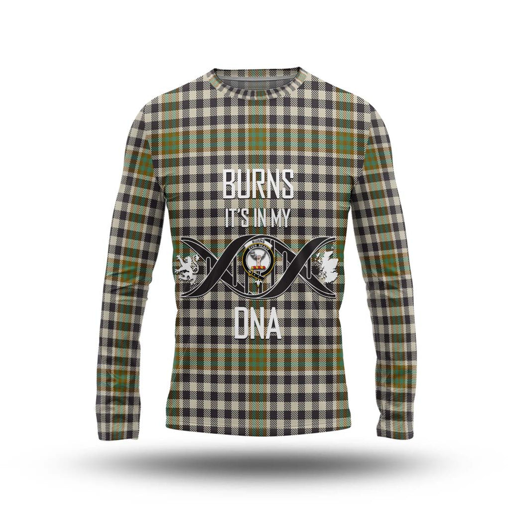 Burns Check Tartan Long Sleeve T-Shirt with Family Crest DNA In Me Style Unisex - Tartanvibesclothing Shop