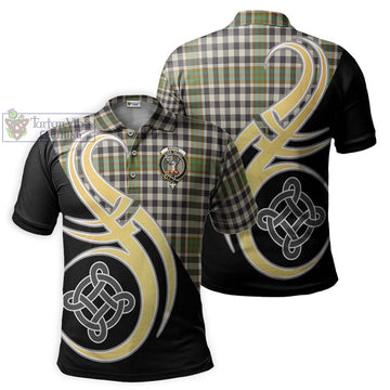 Burns Check Tartan Polo Shirt with Family Crest and Celtic Symbol Style