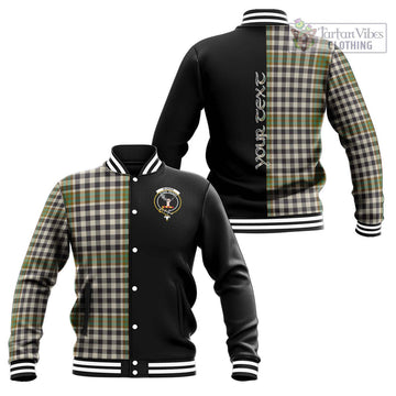 Burns Check Tartan Baseball Jacket with Family Crest and Half Of Me Style