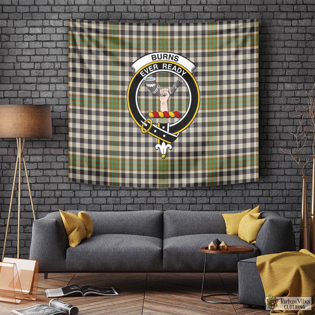 Tartan Vibes Clothing Burns Check Tartan Tapestry Wall Hanging and Home Decor for Room with Family Crest