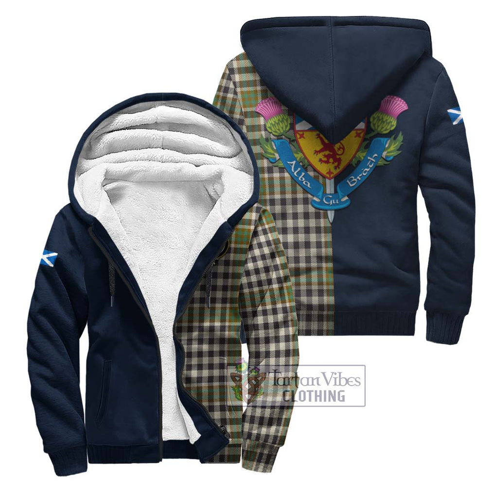 Tartan Vibes Clothing Burns Check Tartan Sherpa Hoodie with Scottish Lion Royal Arm Half Style