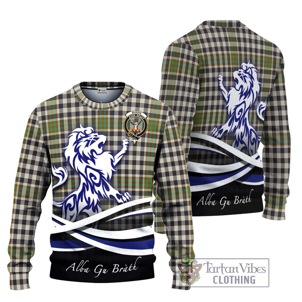 Burns Check Tartan Knitted Sweater with Alba Gu Brath Regal Lion Emblem Unisex - Tartanvibesclothing Shop