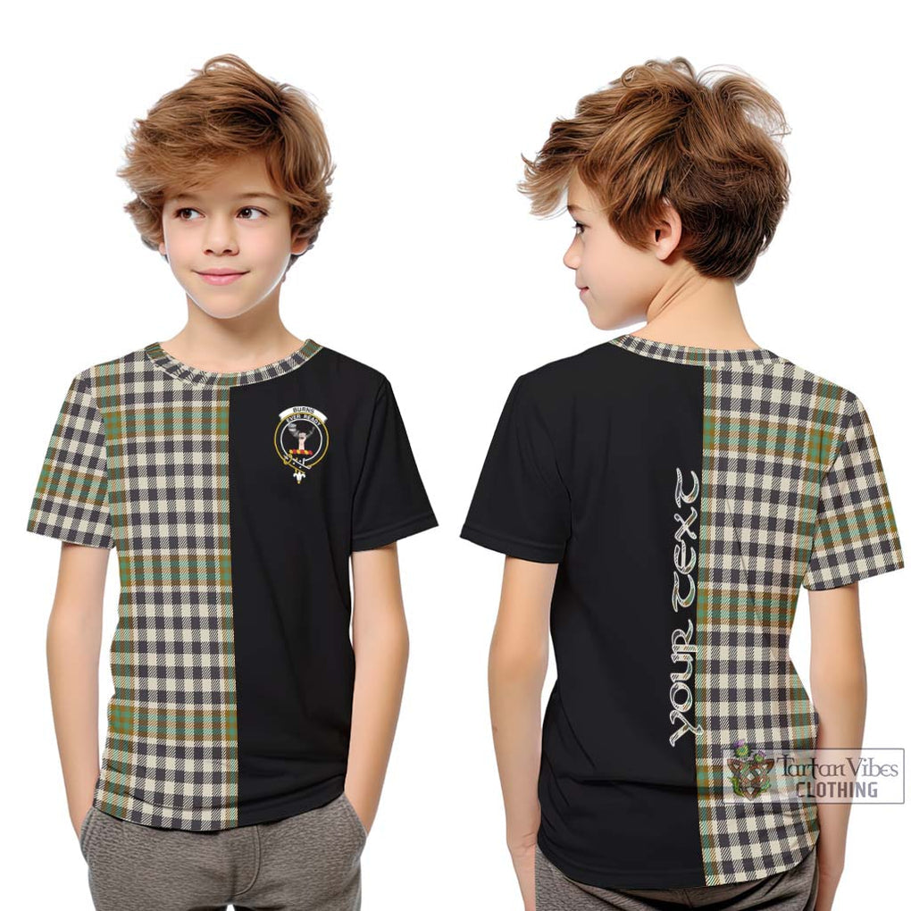 Burns Check Tartan Kid T-Shirt with Family Crest and Half Of Me Style Youth XL Size14 - Tartanvibesclothing Shop