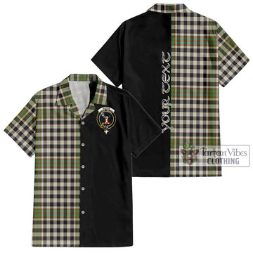 Burns Check Tartan Short Sleeve Button Shirt with Family Crest and Half Of Me Style