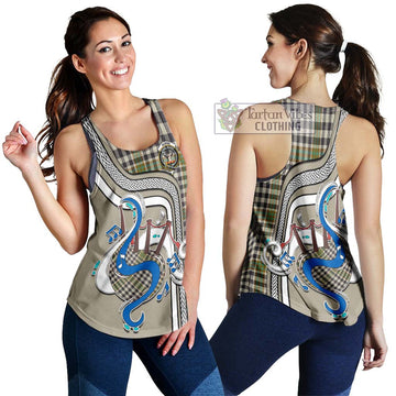 Burns Check Tartan Women's Racerback Tanks with Epic Bagpipe Style