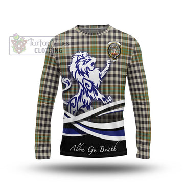 Burns Check Tartan Long Sleeve T-Shirt with Alba Gu Brath Regal Lion Emblem