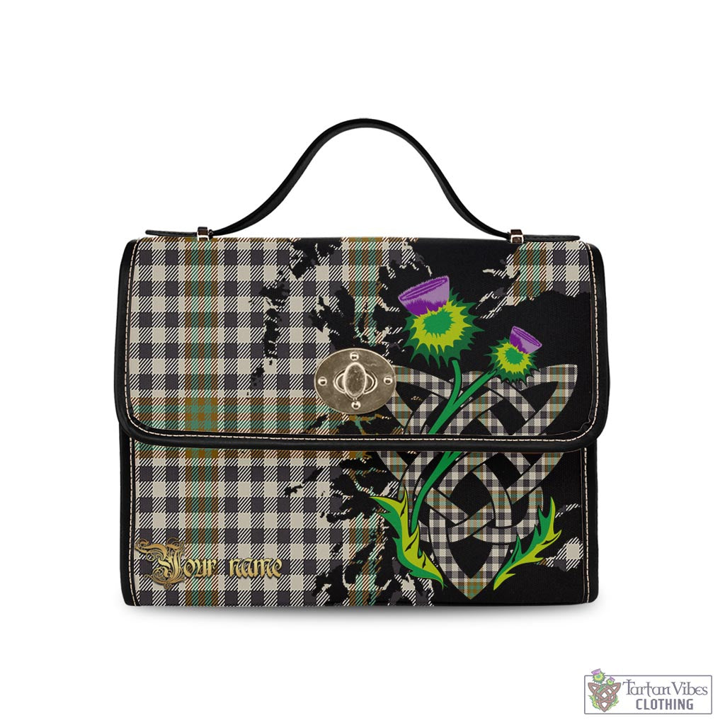 Tartan Vibes Clothing Burns Check Tartan Waterproof Canvas Bag with Scotland Map and Thistle Celtic Accents