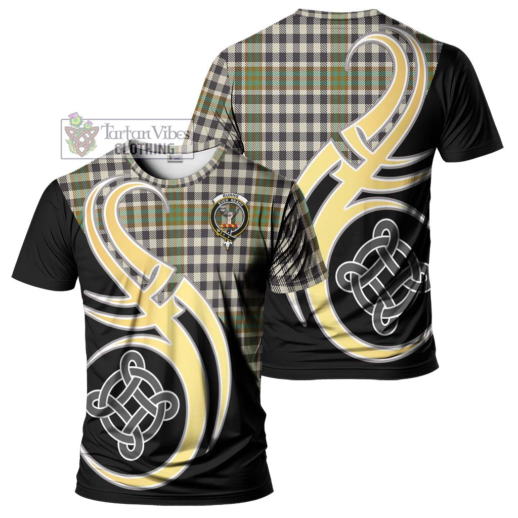 Tartan Vibes Clothing Burns Check Tartan T-Shirt with Family Crest and Celtic Symbol Style