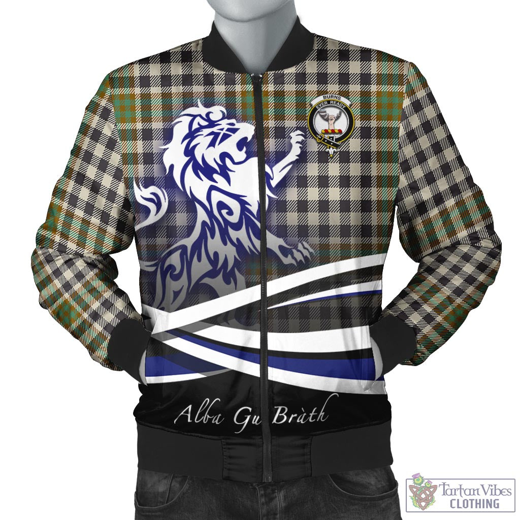 Tartan Vibes Clothing Burns Check Tartan Bomber Jacket with Alba Gu Brath Regal Lion Emblem